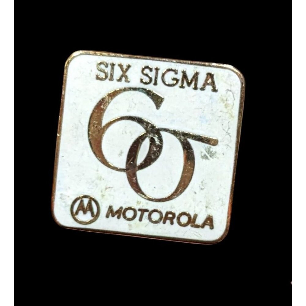 Vintage Motorola Six Sigma White And Gold Tone Lapel Pin